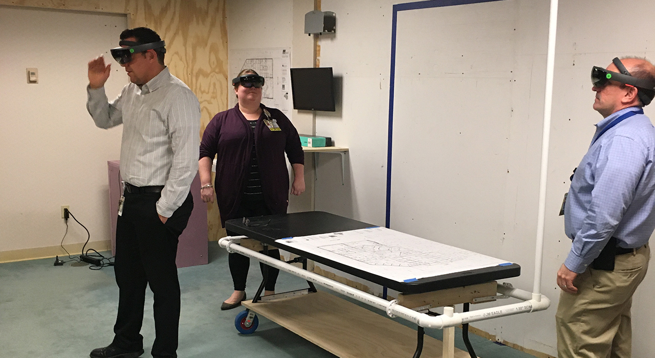 Elliot Hospital Emergency Department Preconstruction Trauma Room Mockup with HoloLens