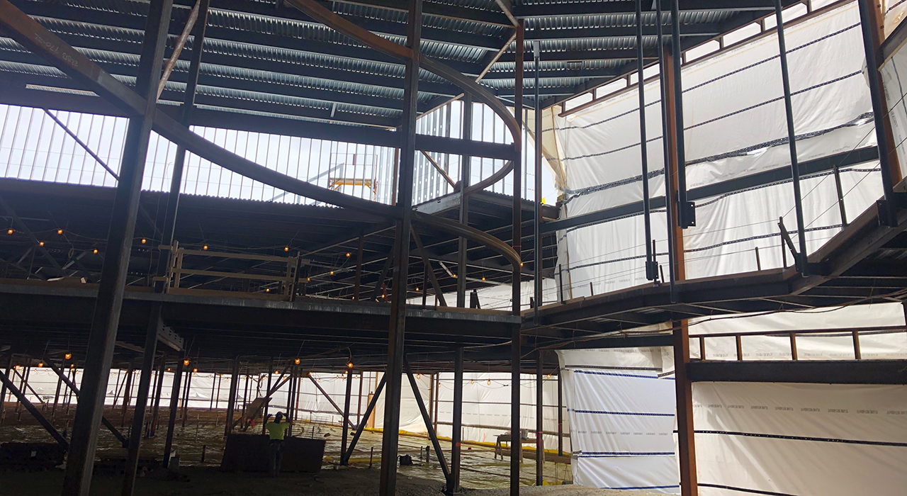 Town of Weymouth MA Maria Weston Chapman Middle School Topping Off - interior of the school's steel structure under construction