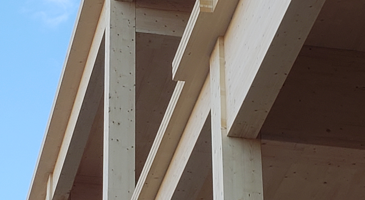 Photo of Cross laminated timber (CLT) on a few floors.